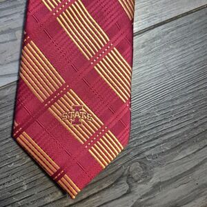 Iowa State University ISU Tie Necktie Red Gold‎ Plaid